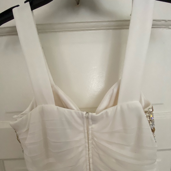 LONG white, crystallized dress w/ zipper - Picture 5 of 5